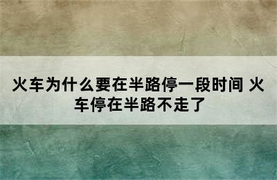 火车为什么要在半路停一段时间 火车停在半路不走了